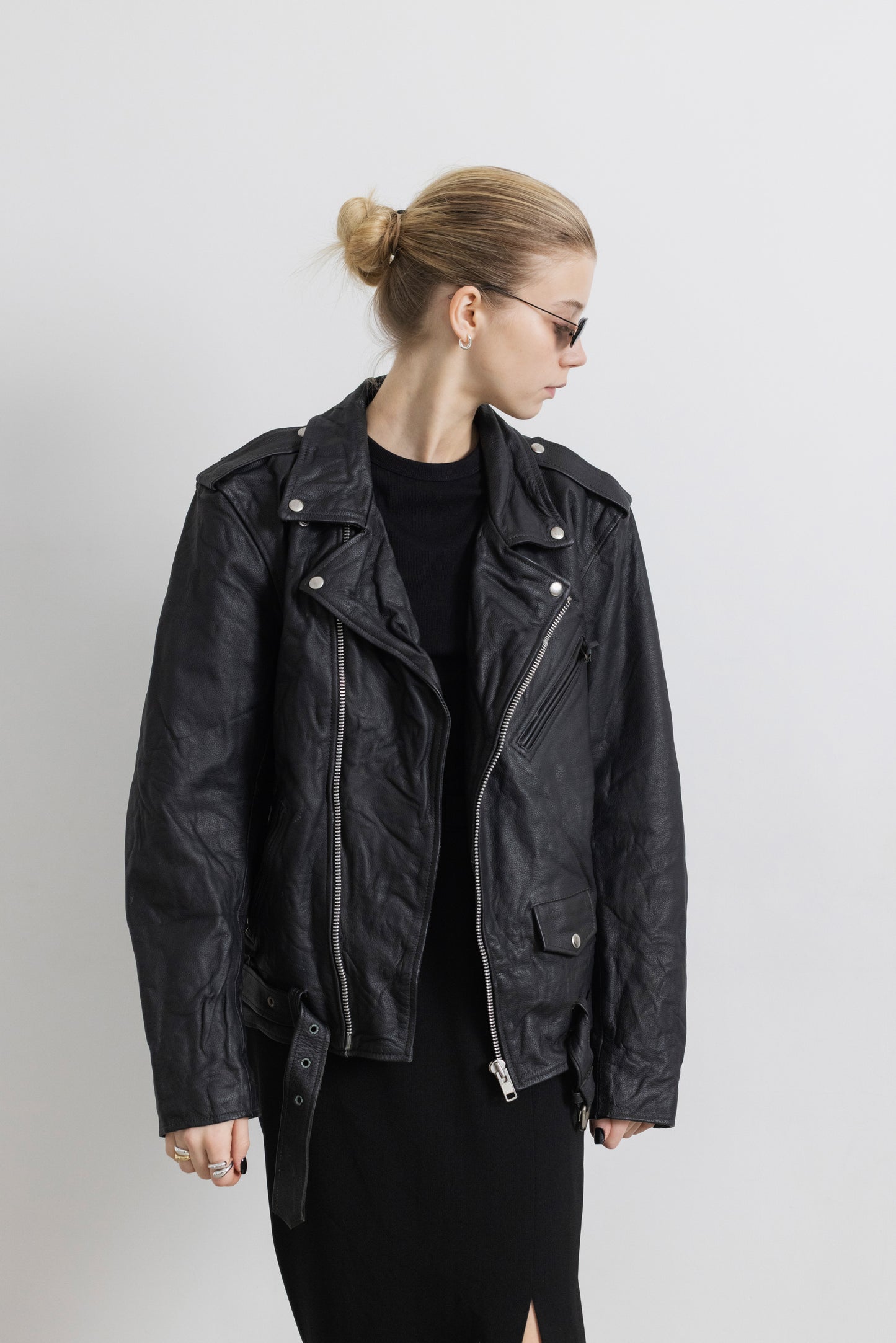 Vintage Black Biker Leather Jacket