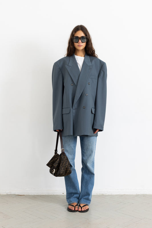 Vintage Blue Teal Wool Blazer