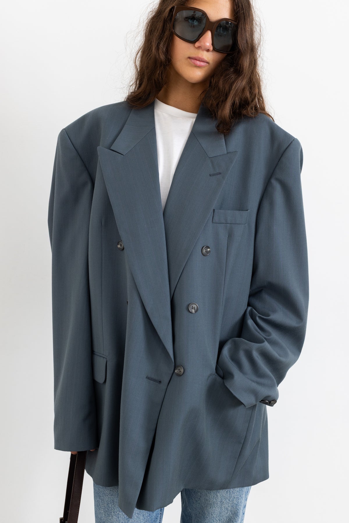 Vintage Blue Teal Wool Blazer