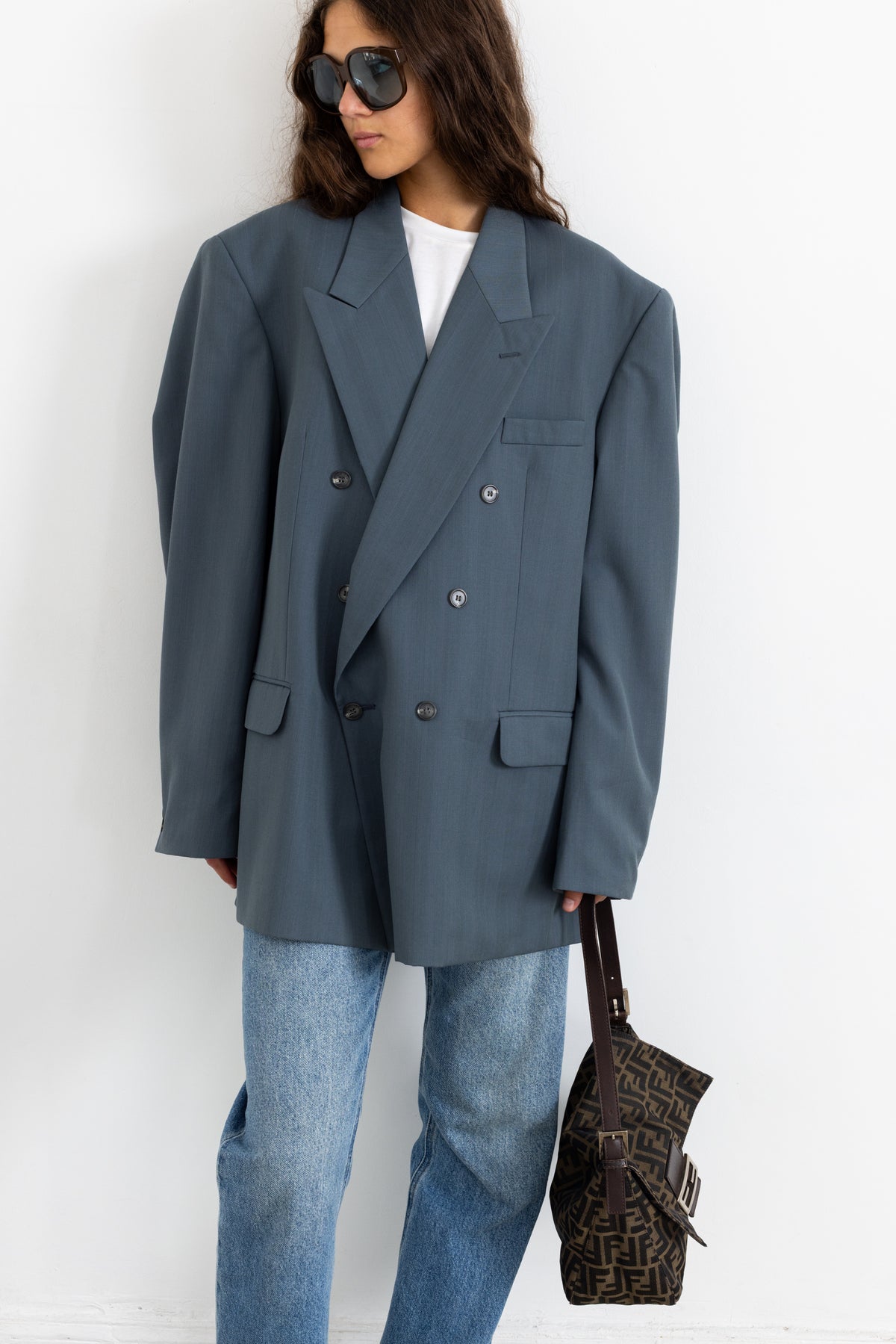 Vintage Blue Teal Wool Blazer