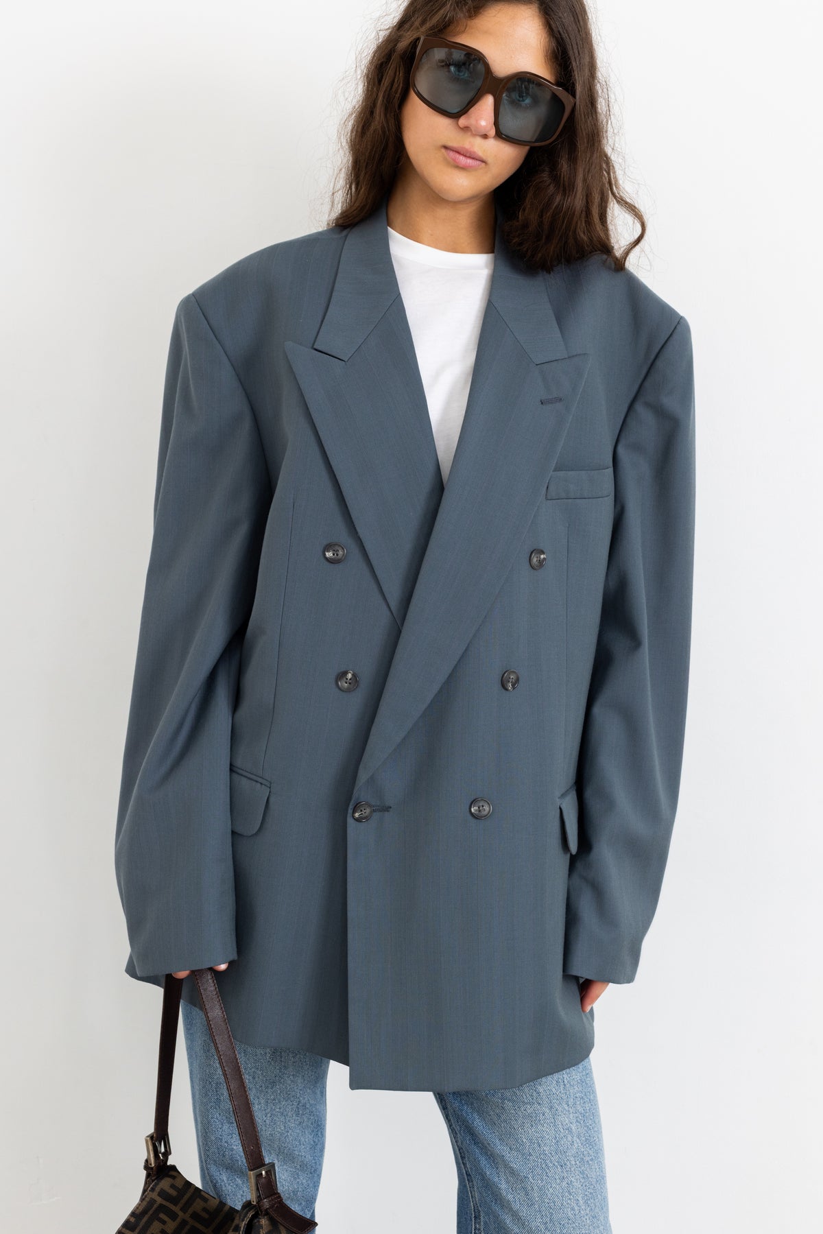Vintage Blue Teal Wool Blazer
