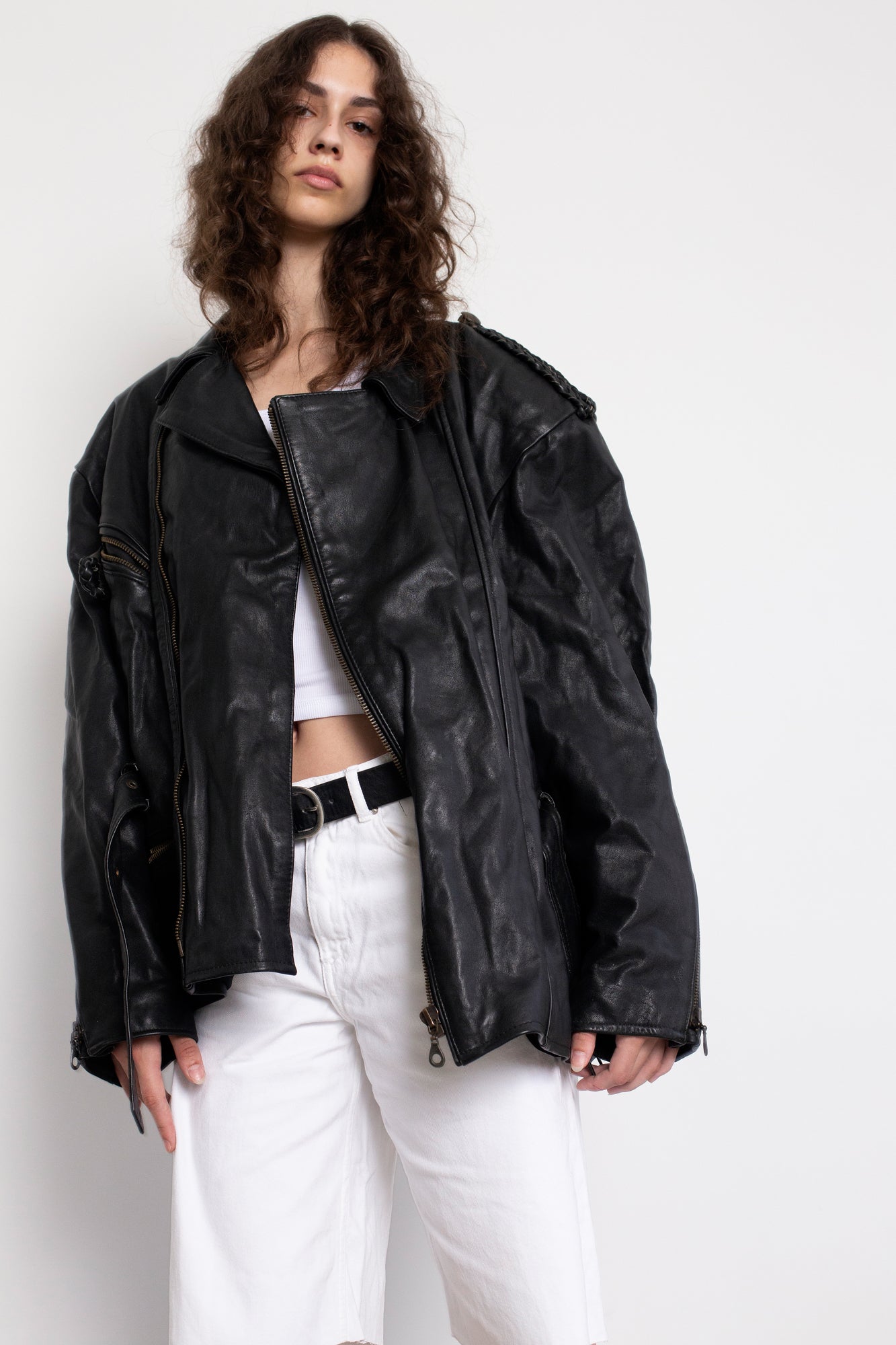 Vintage Black Leather Biker Jacket