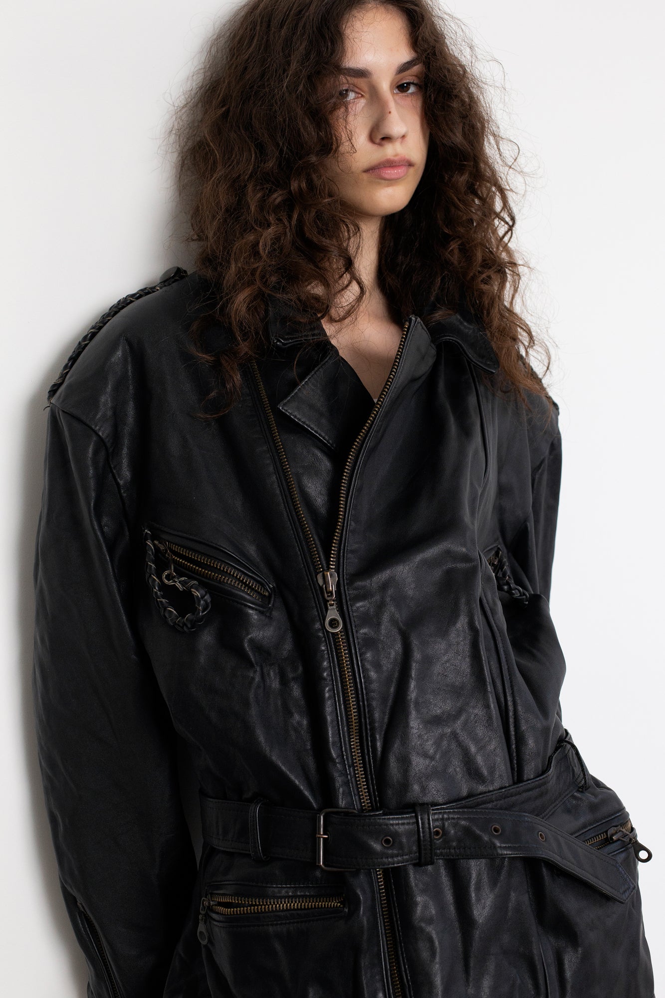 Vintage Black Leather Biker Jacket