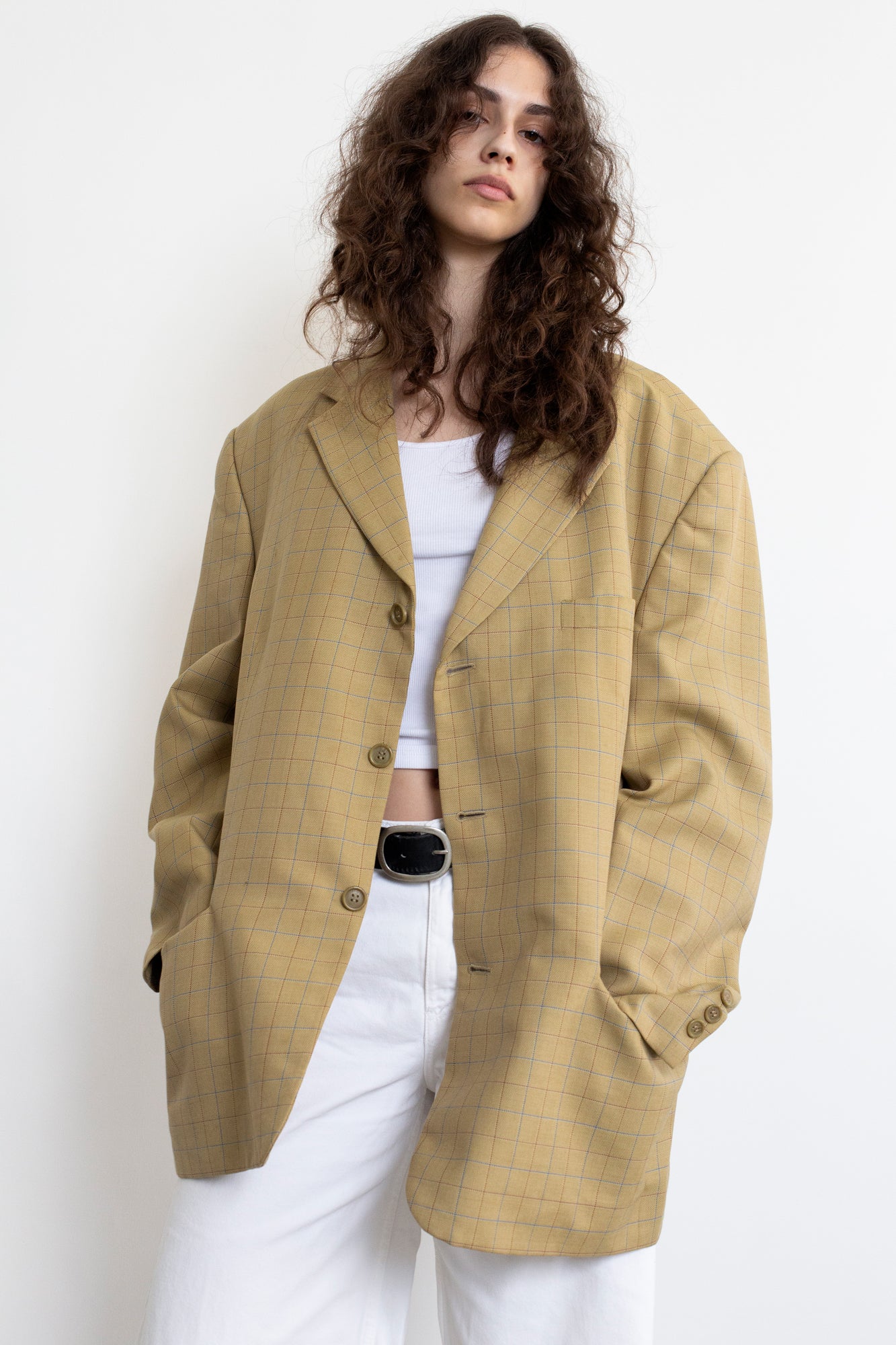 Vintage Checkered Oversized Blazer