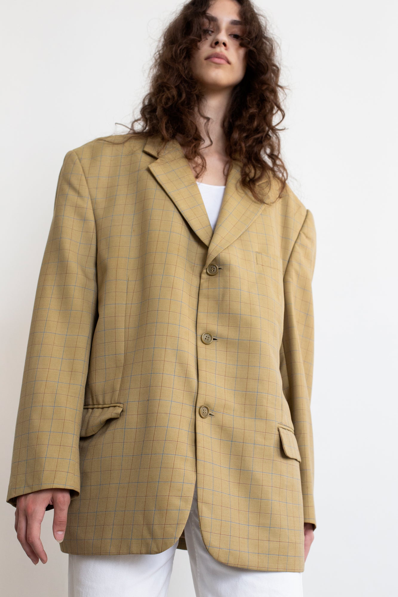 Vintage Checkered Oversized Blazer