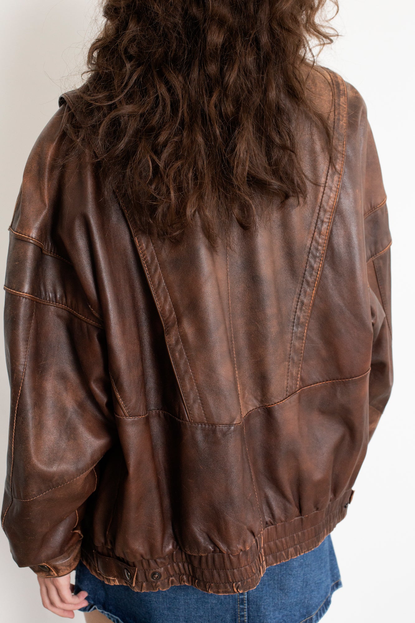 Vintage Brown Worn Leather Effect Jacket