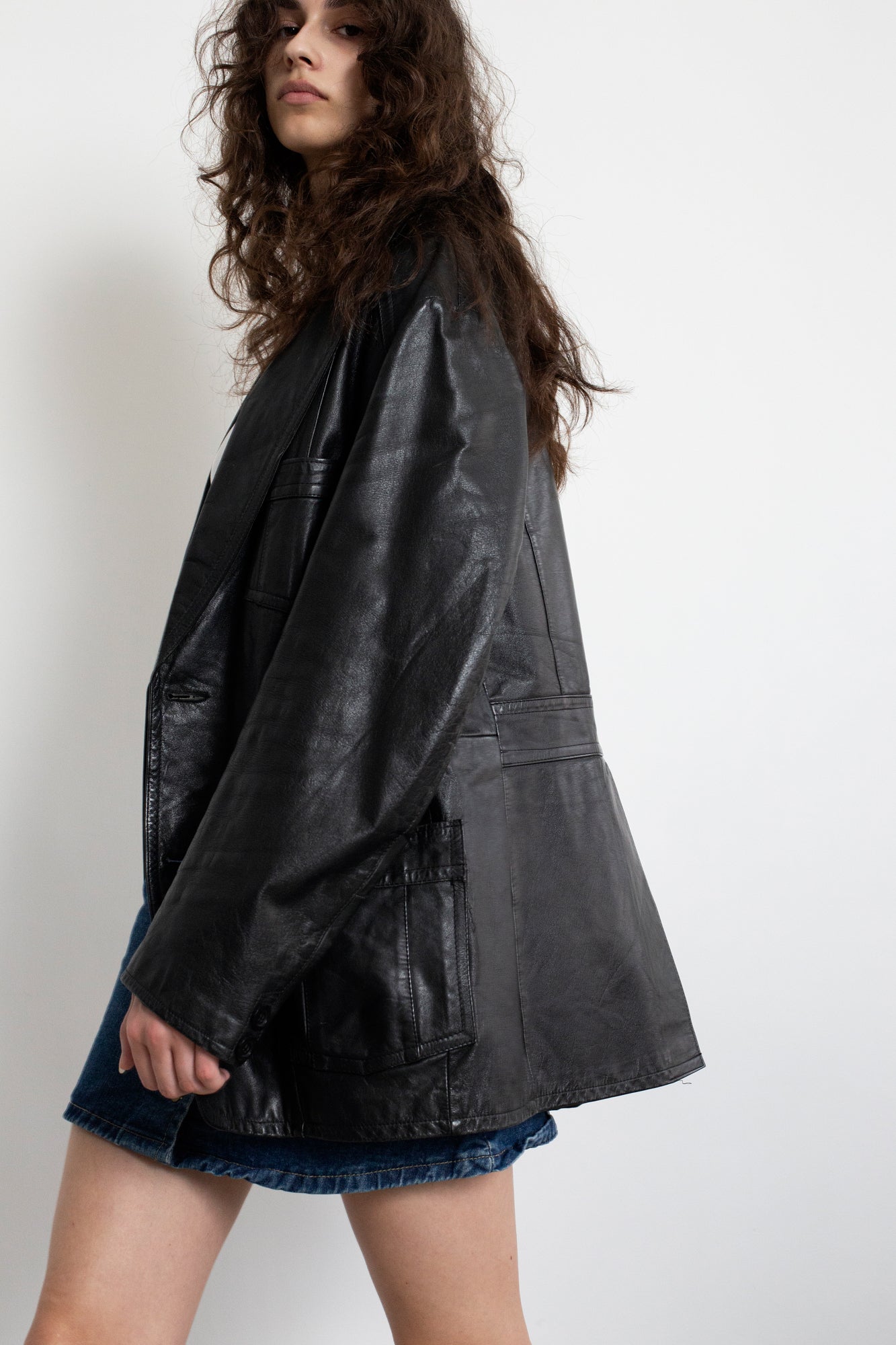 Vintage Black Leather Blazer