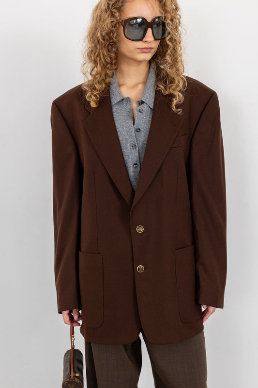 Vintage Brown Wool Cashmere Blazer