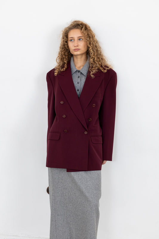Vintage Burgundy Wool Blazer