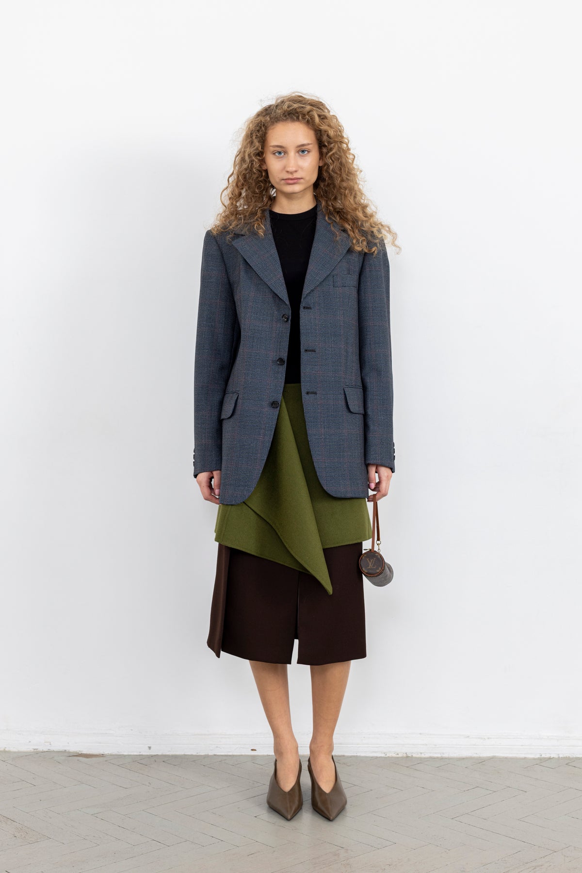 Vintage Blue Plaid Wool Blazer