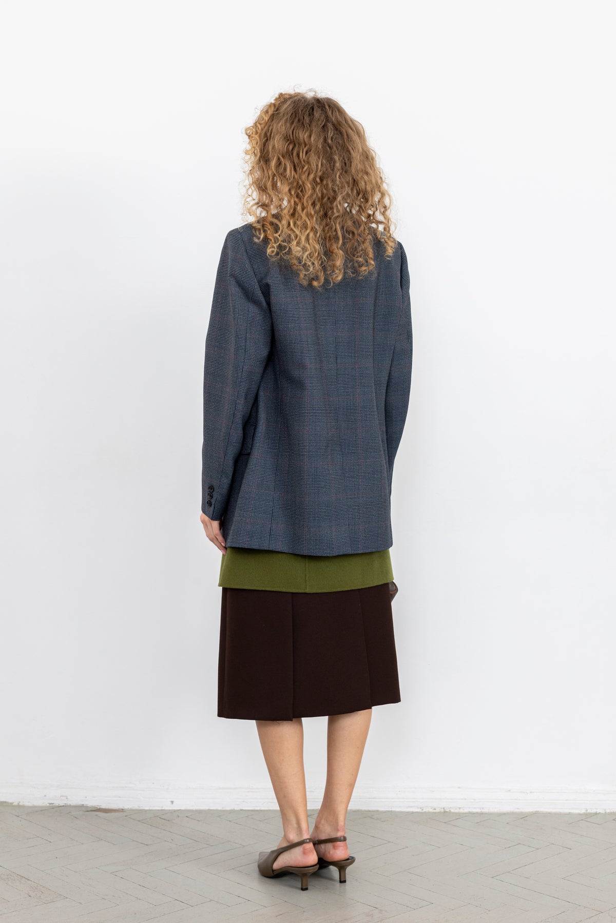 Vintage Blue Plaid Wool Blazer