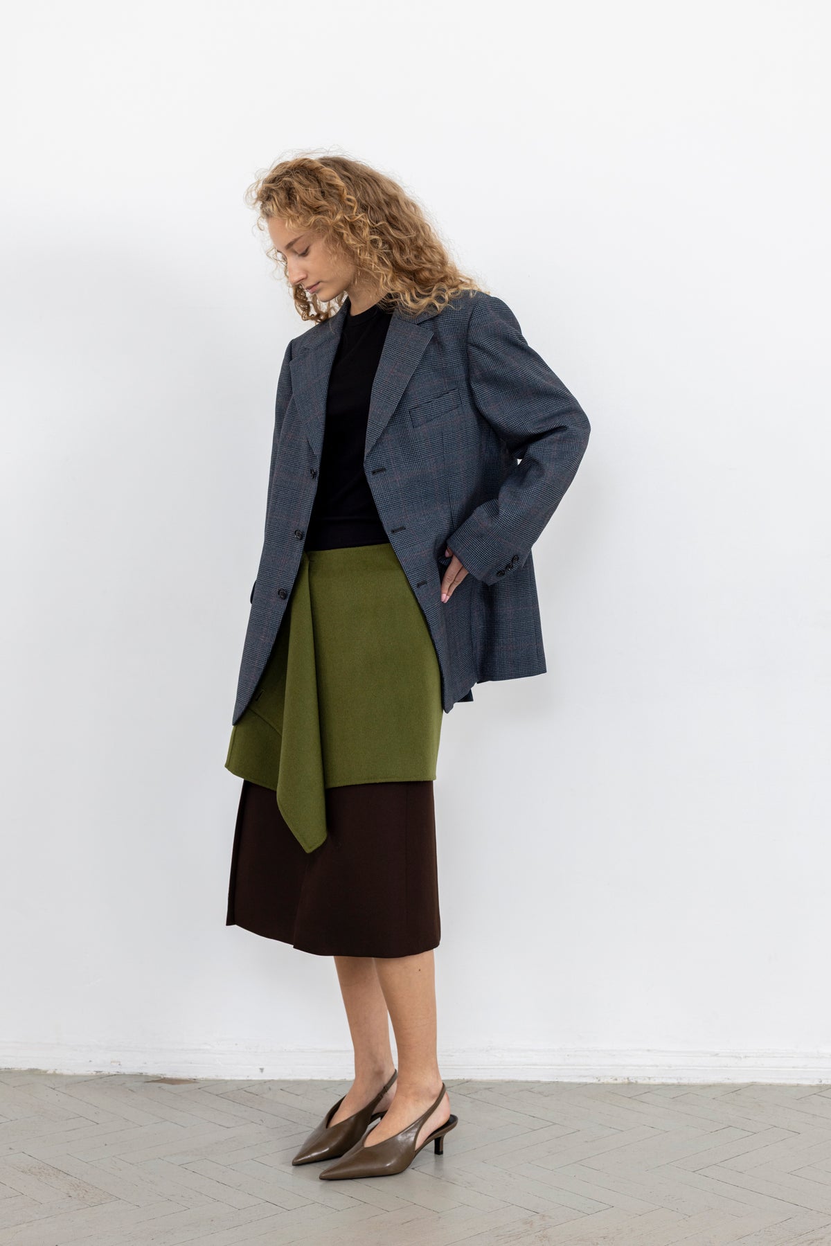Vintage Blue Plaid Wool Blazer
