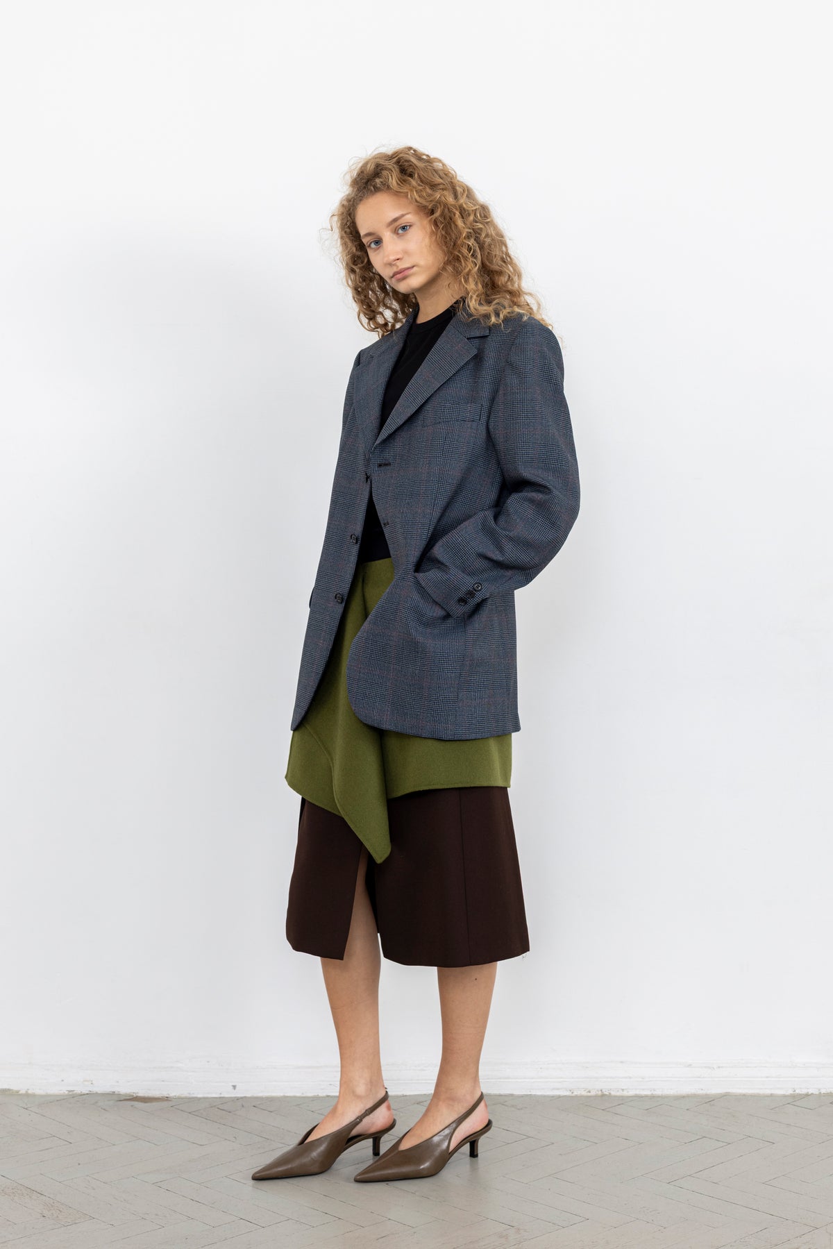 Vintage Blue Plaid Wool Blazer