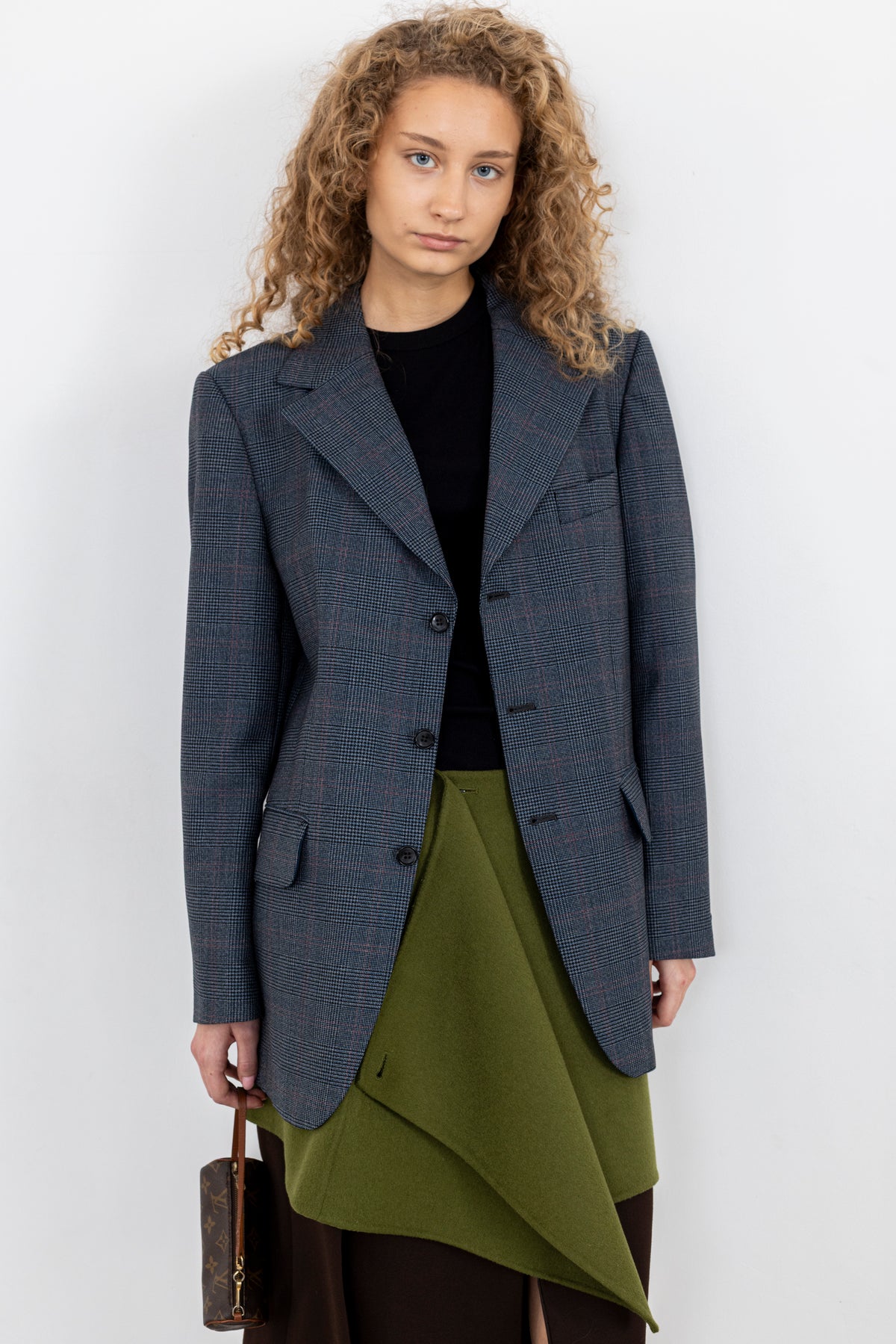 Vintage Blue Plaid Wool Blazer