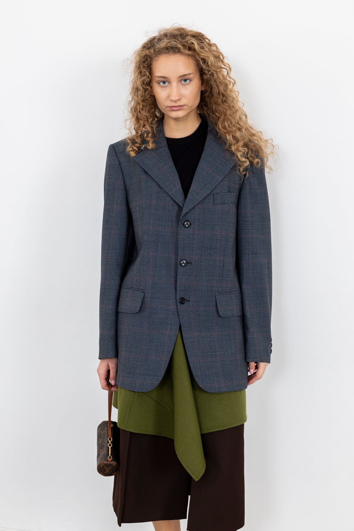Vintage Blue Plaid Wool Blazer