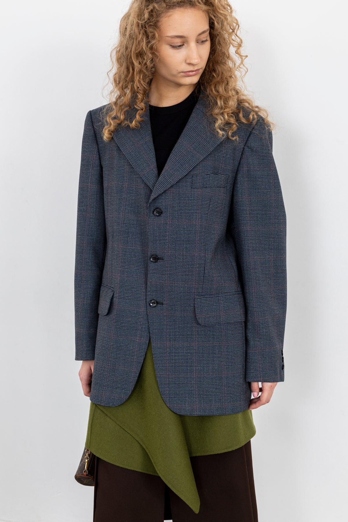 Vintage Blue Plaid Wool Blazer