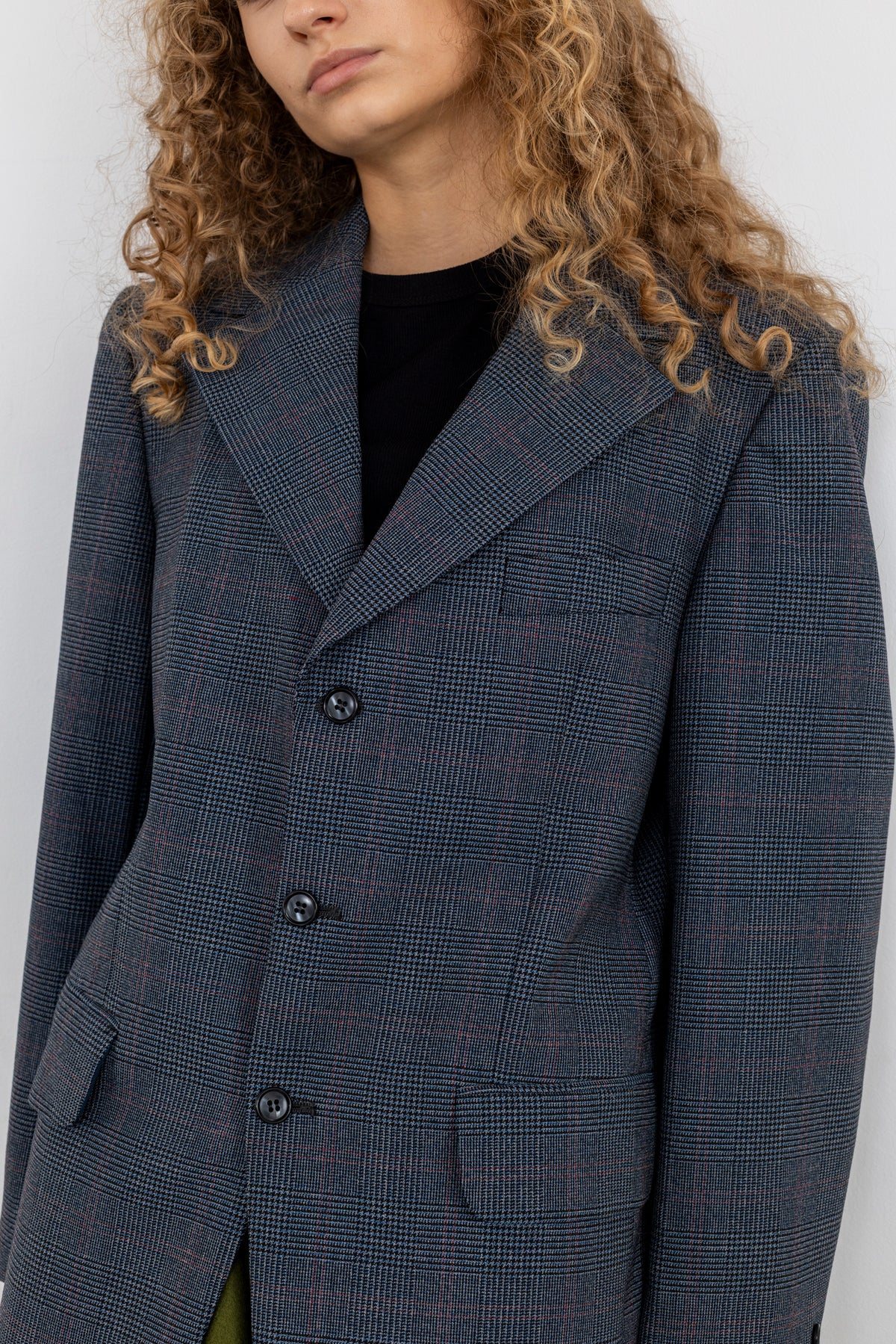 Vintage Blue Plaid Wool Blazer