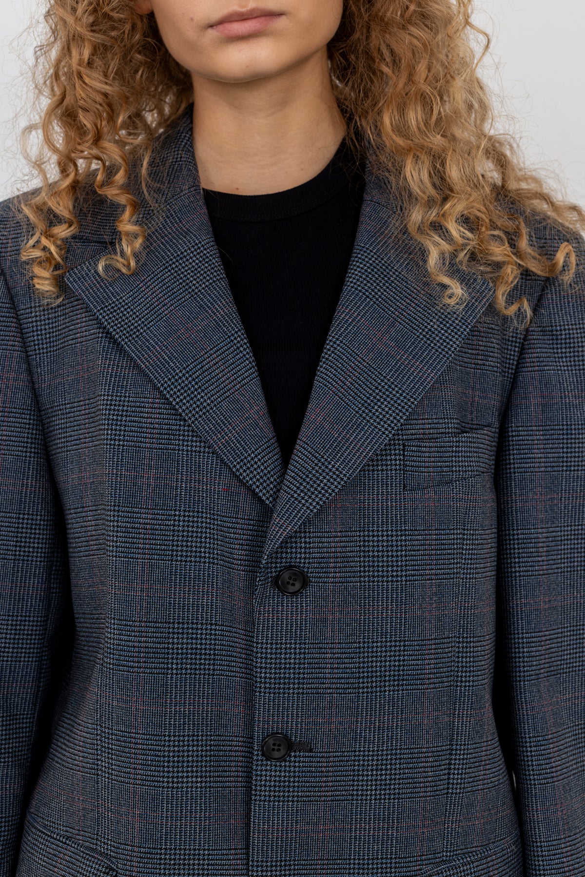 Vintage Blue Plaid Wool Blazer