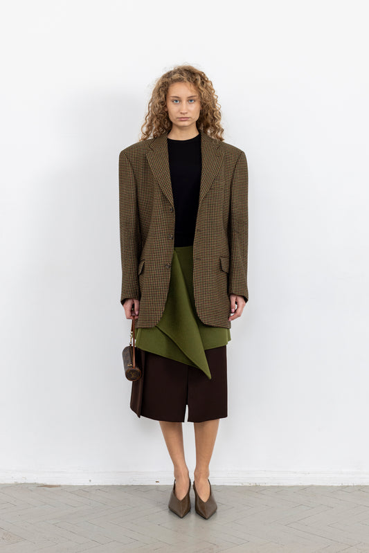 Vintage Ungaro Paris Brown Houndstooth 100% Wool Blazer