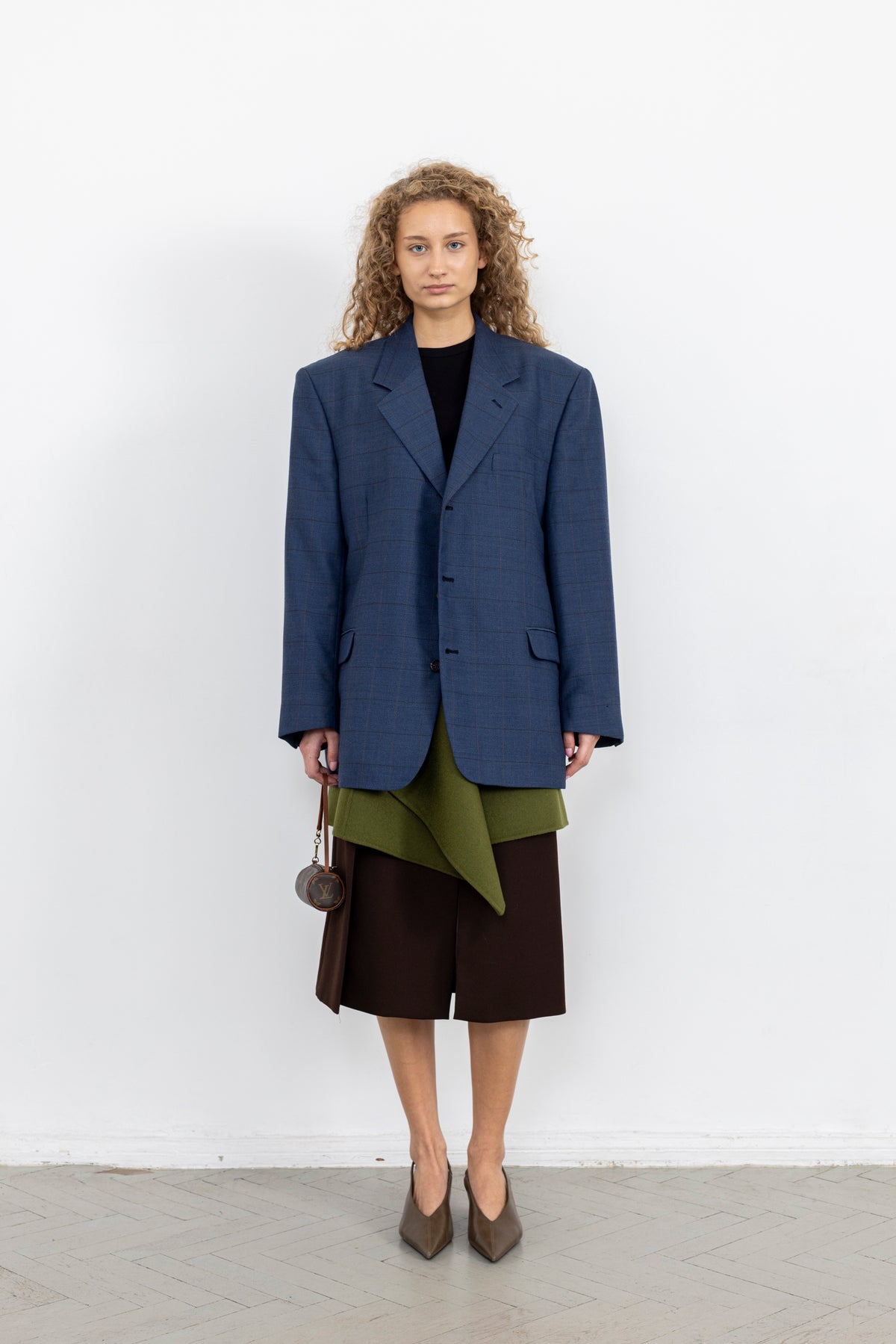 Vintage Blue Windowpane Wool Blazer