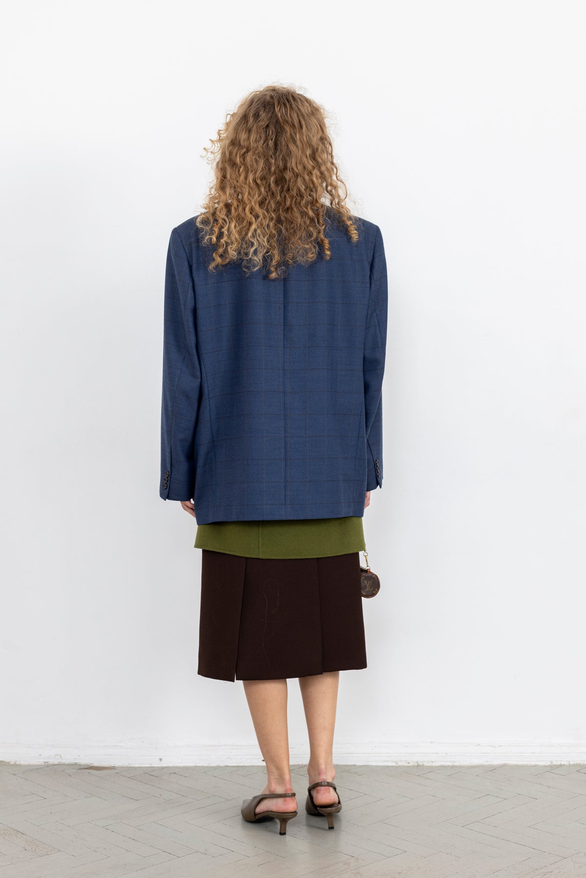 Vintage Blue Windowpane Wool Blazer
