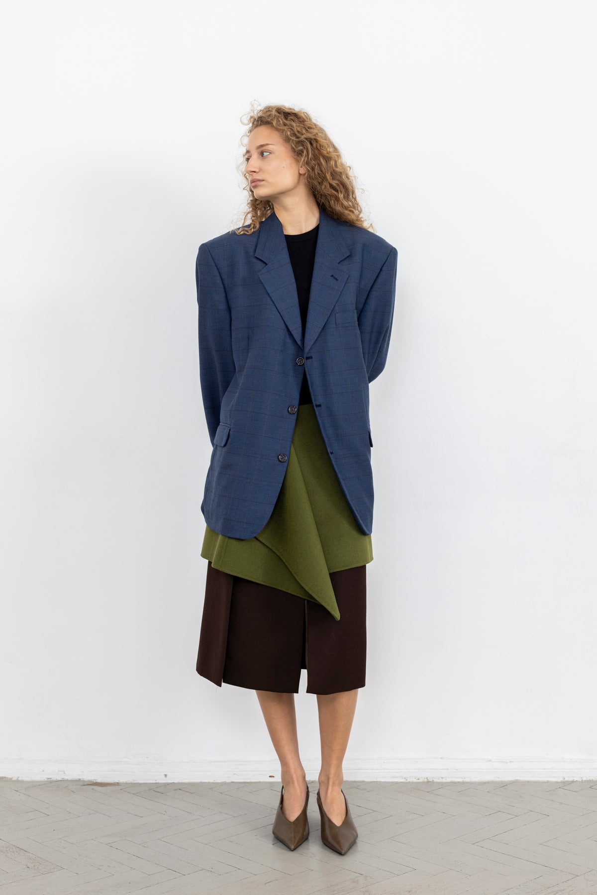 Vintage Blue Windowpane Wool Blazer