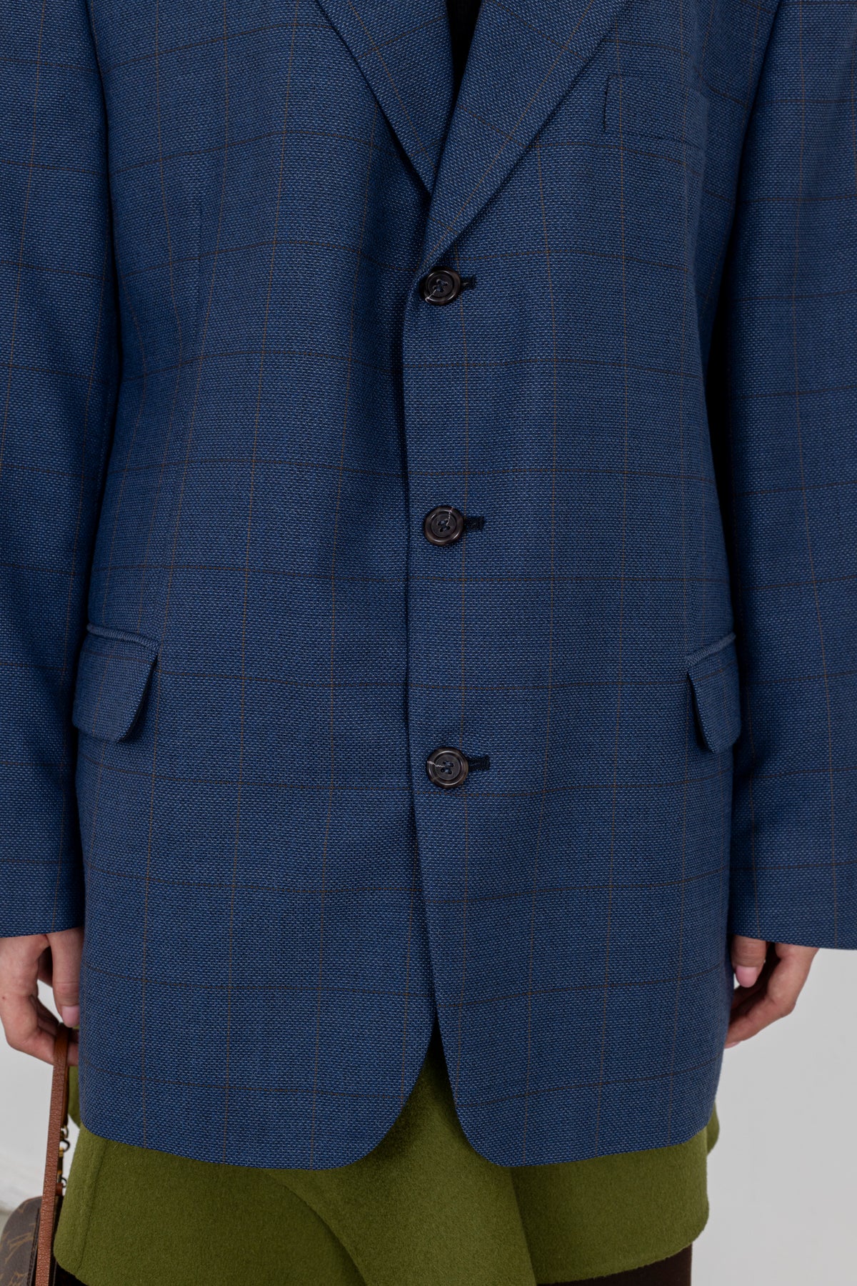 Vintage Blue Windowpane Wool Blazer