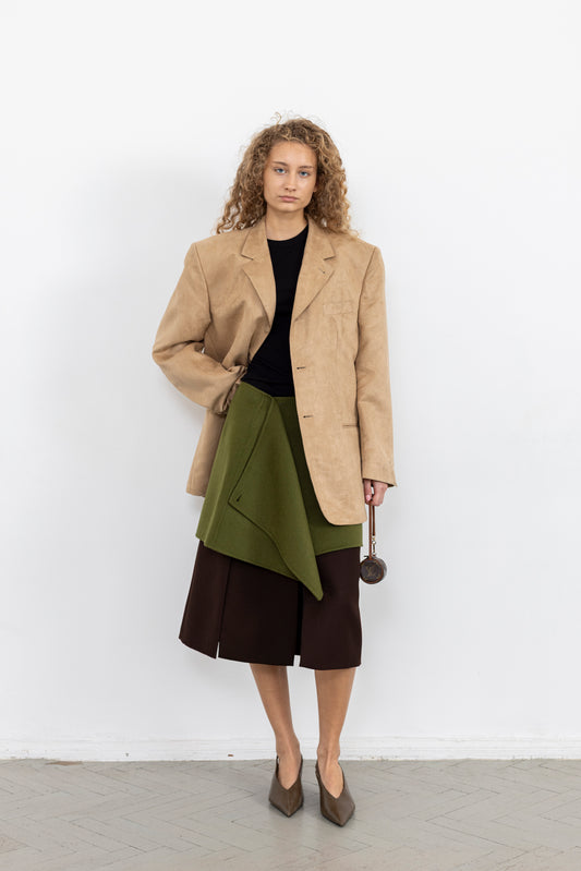 Vintage Beige Faux Suede Blazer