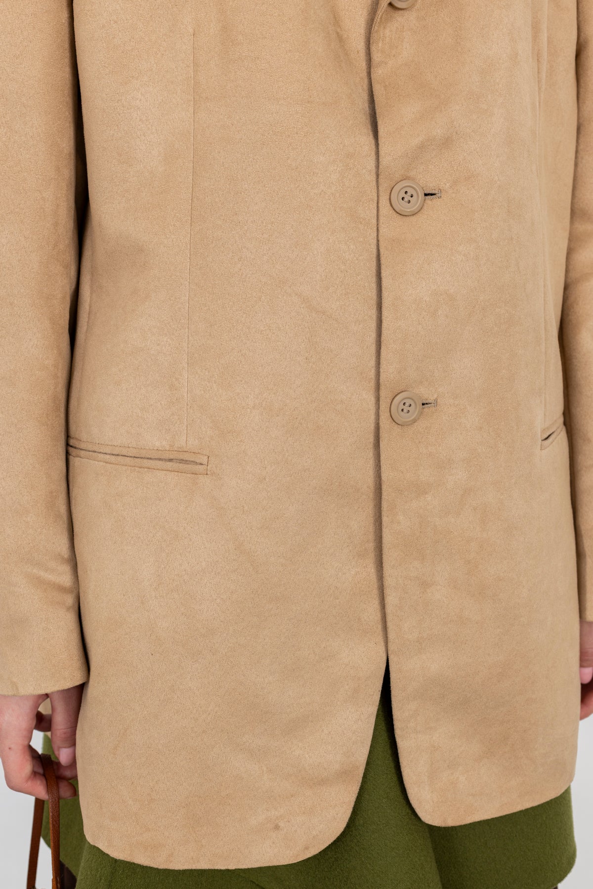 Vintage Beige Faux Suede Blazer