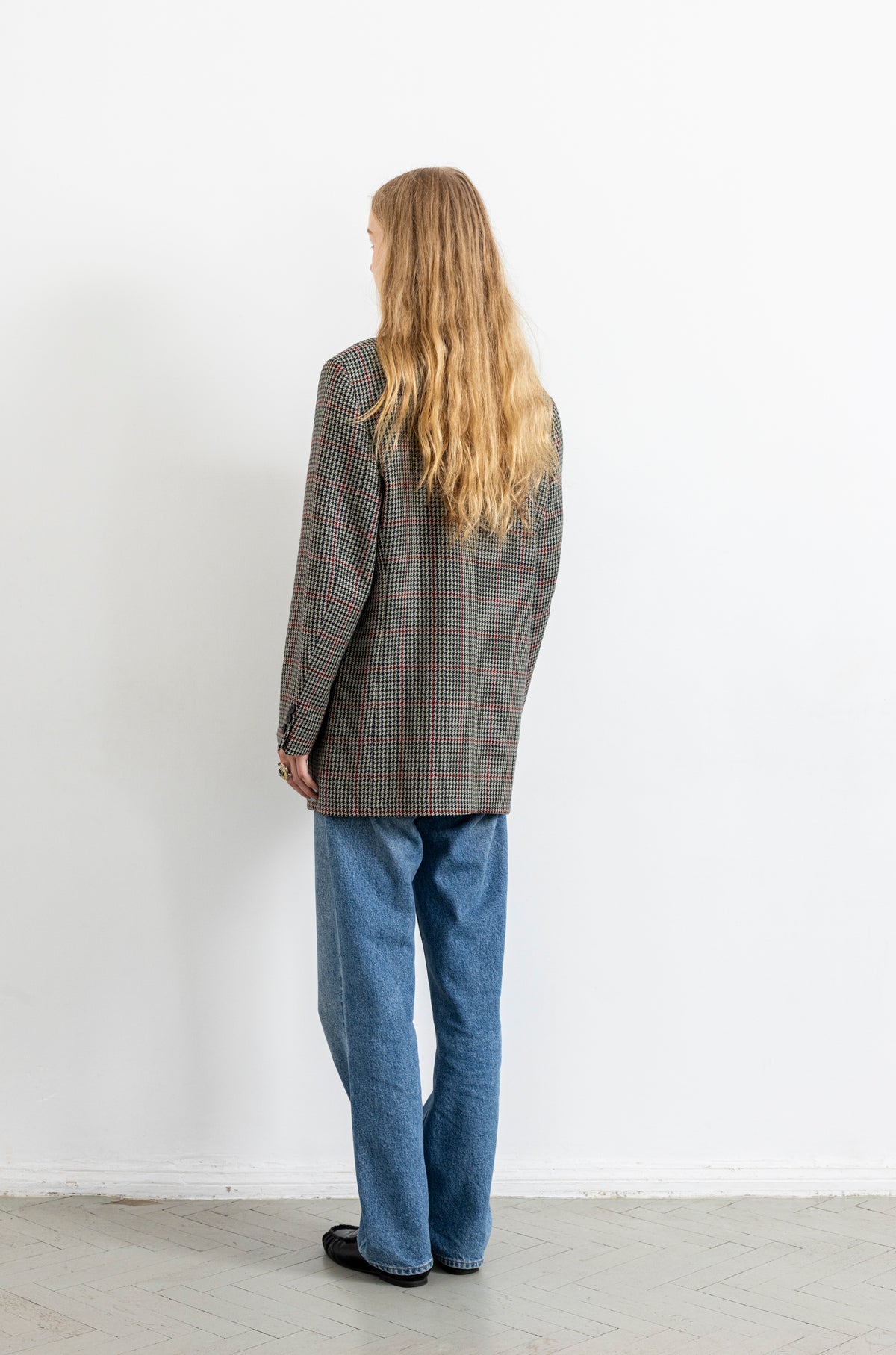 Vintage Plaid Houndstooth 100% Wool Blazer