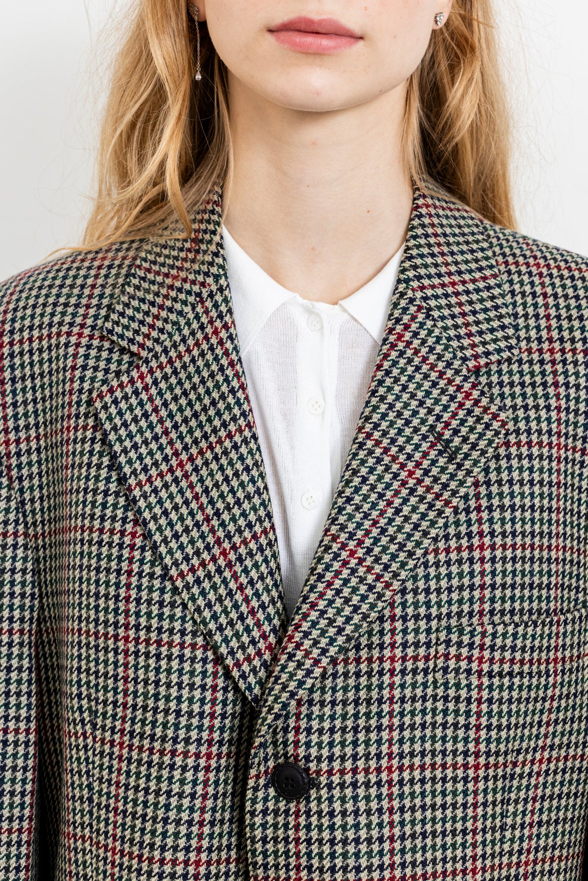 Vintage Plaid Houndstooth 100% Wool Blazer