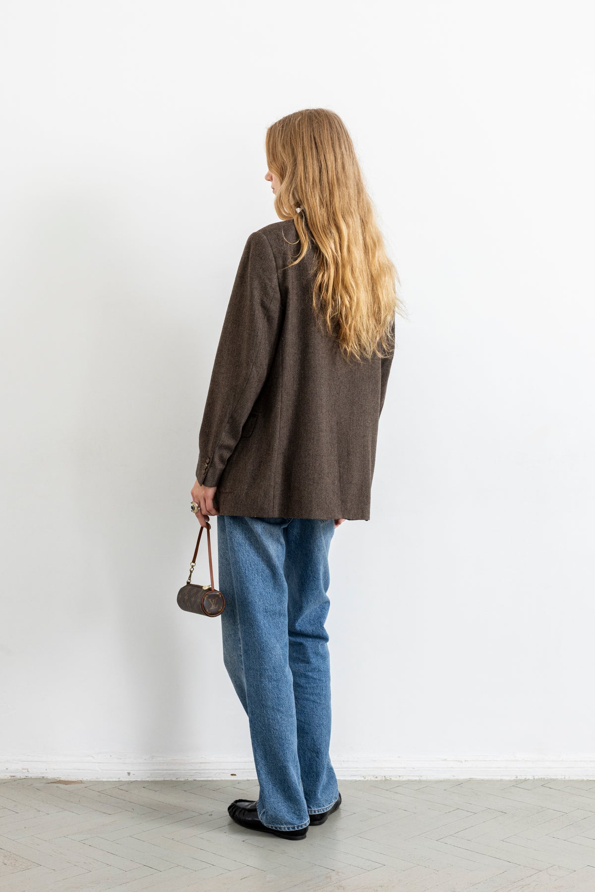 Vintage Brown Chevron Wool Blazer
