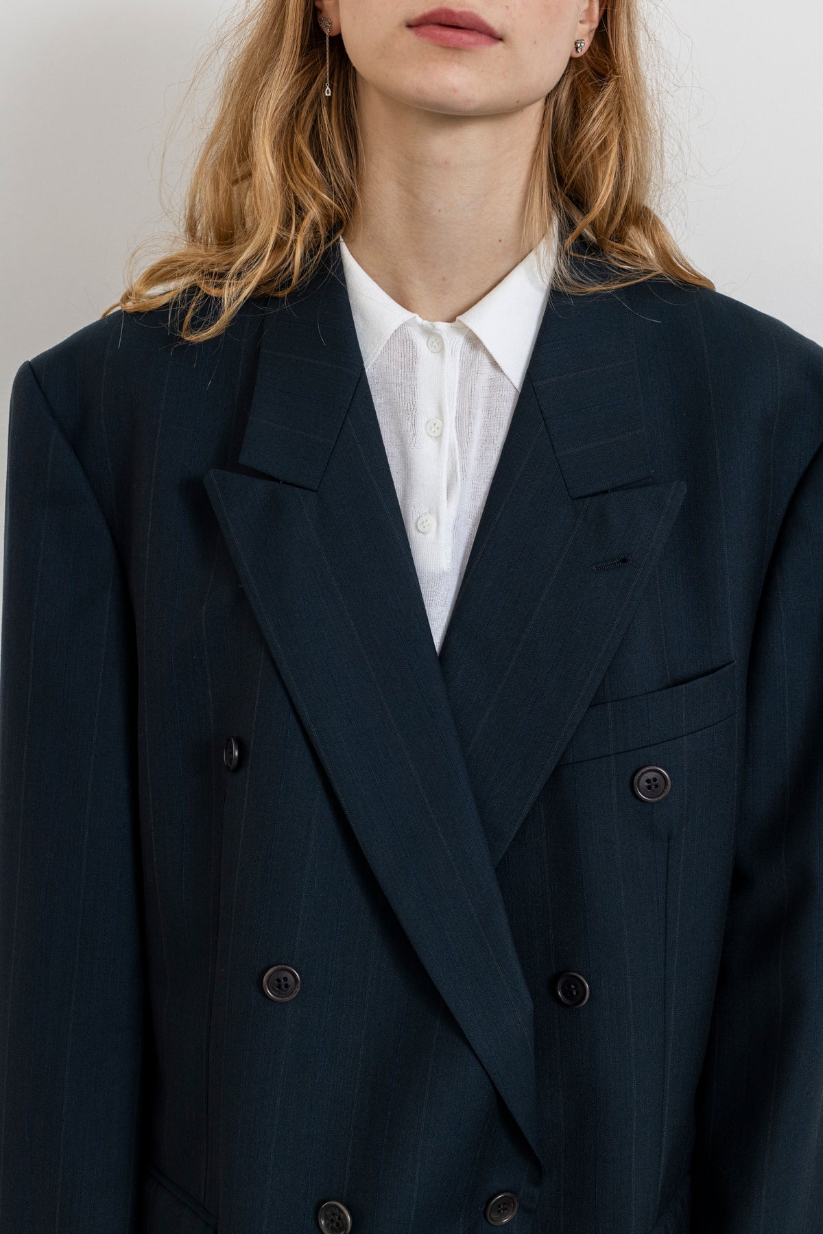 Vintage Dark Teal Striped Blazer