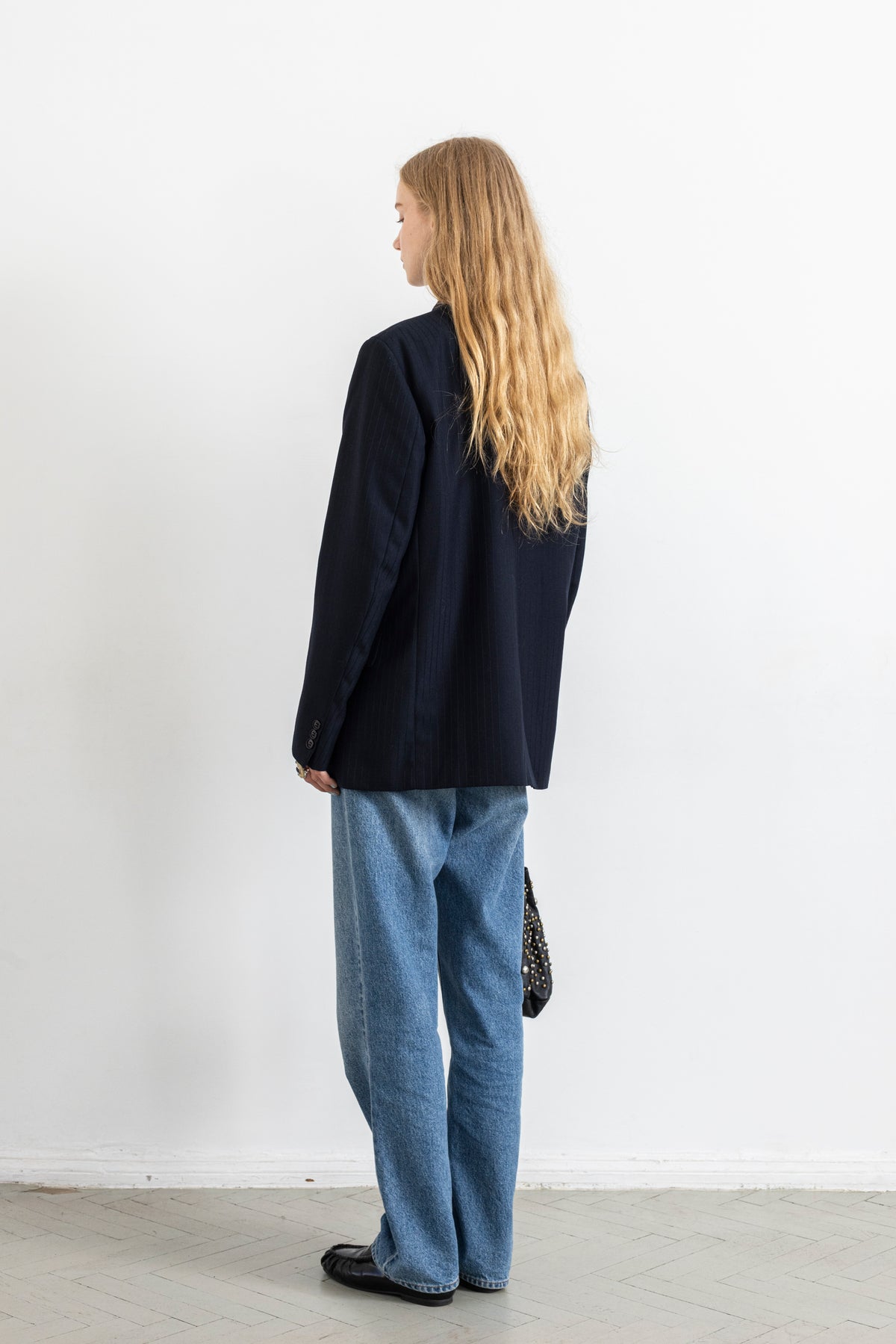 Vintage Navy Striped Wool Blazer
