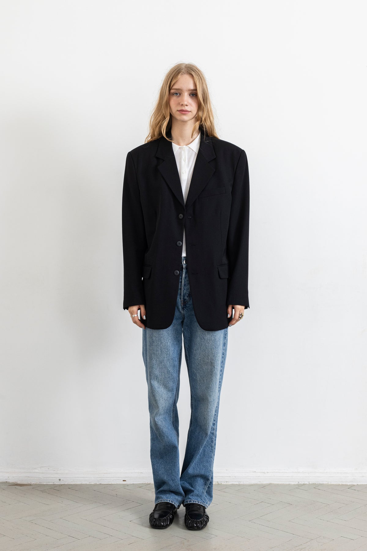 Vintage Black Single Breasted Wool Blazer