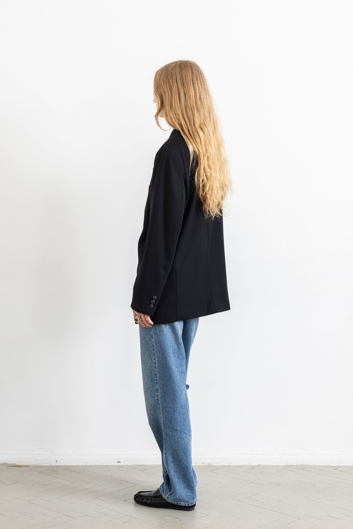 Vintage Black Single Breasted Wool Blazer