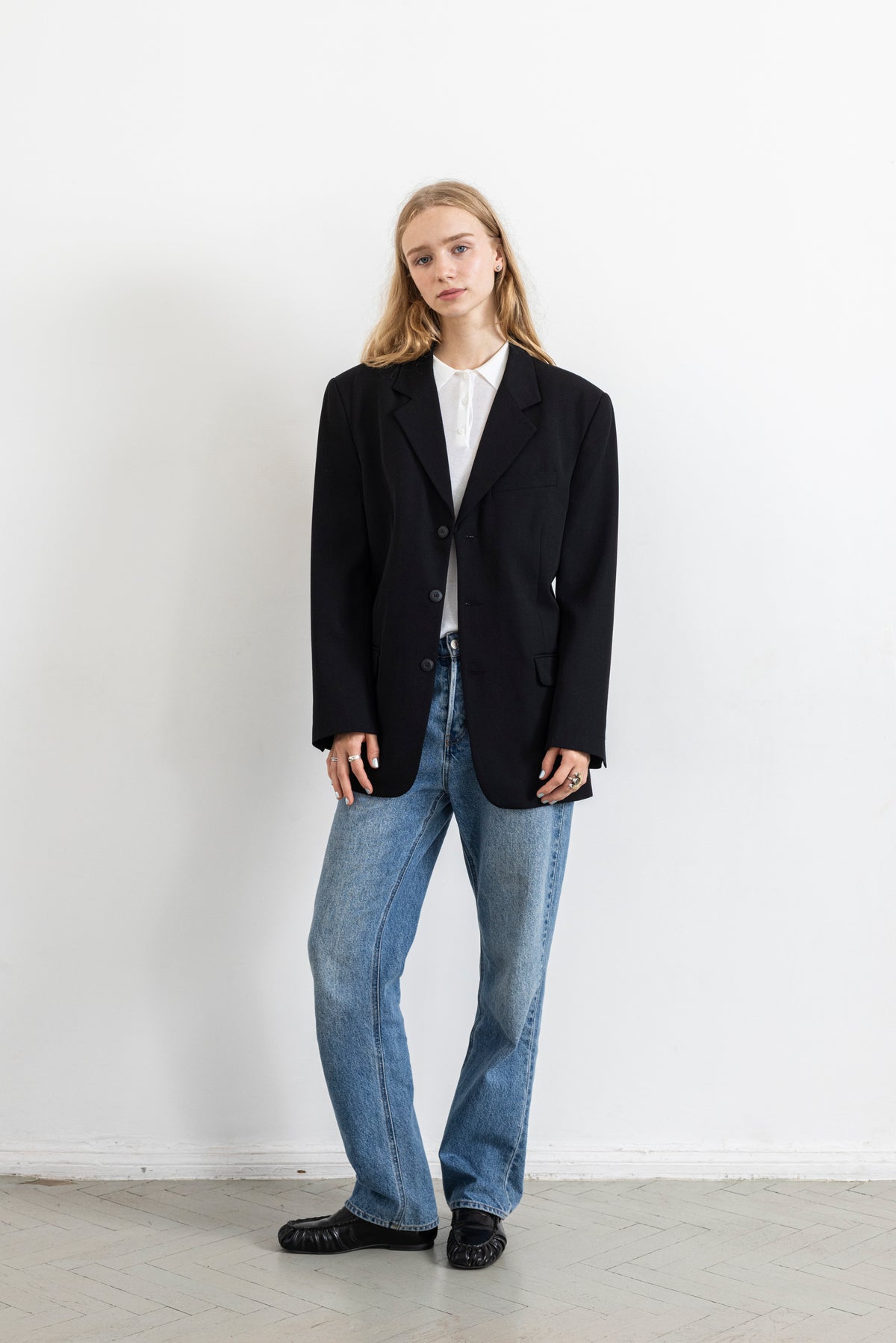 Vintage Black Single Breasted Wool Blazer