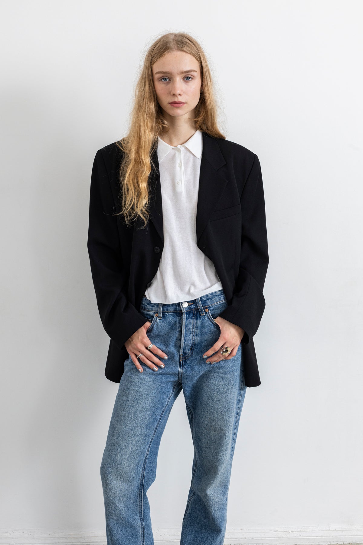 Vintage Black Single Breasted Wool Blazer