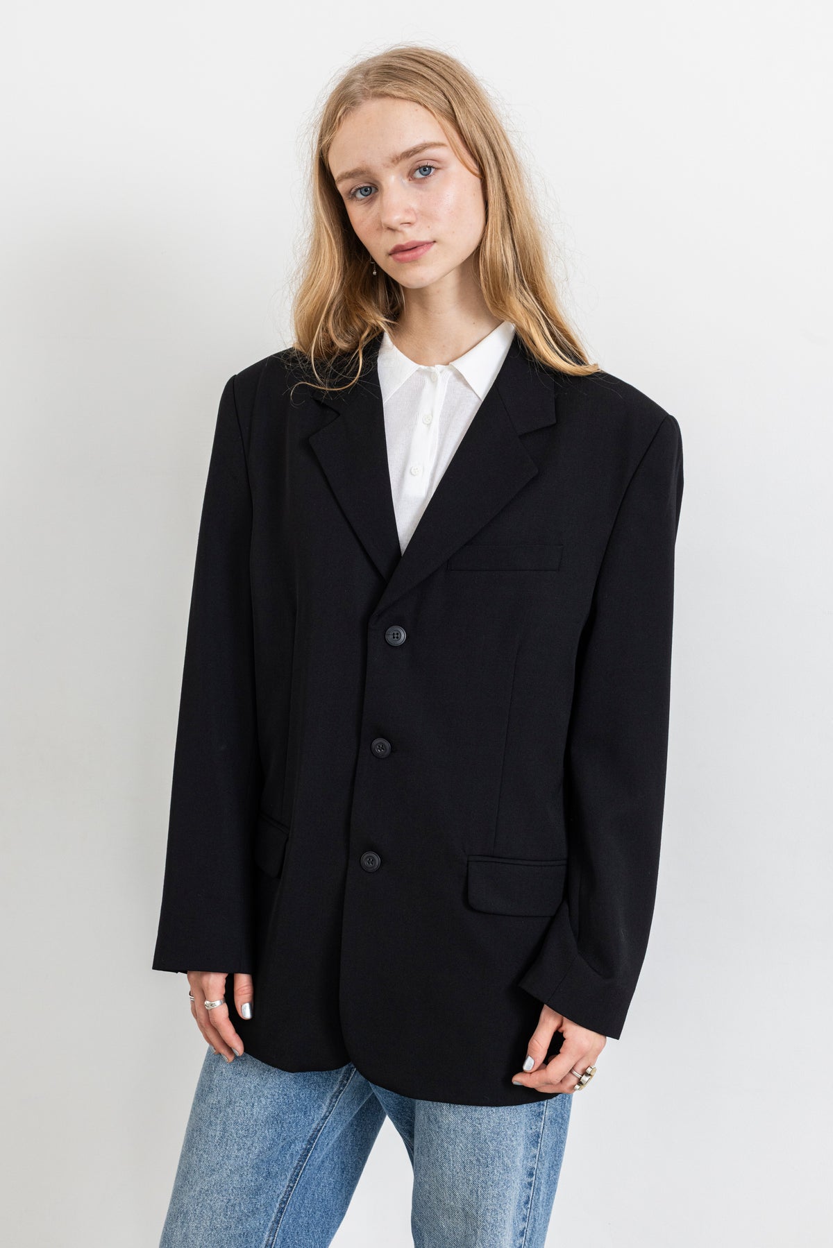Vintage Black Single Breasted Wool Blazer