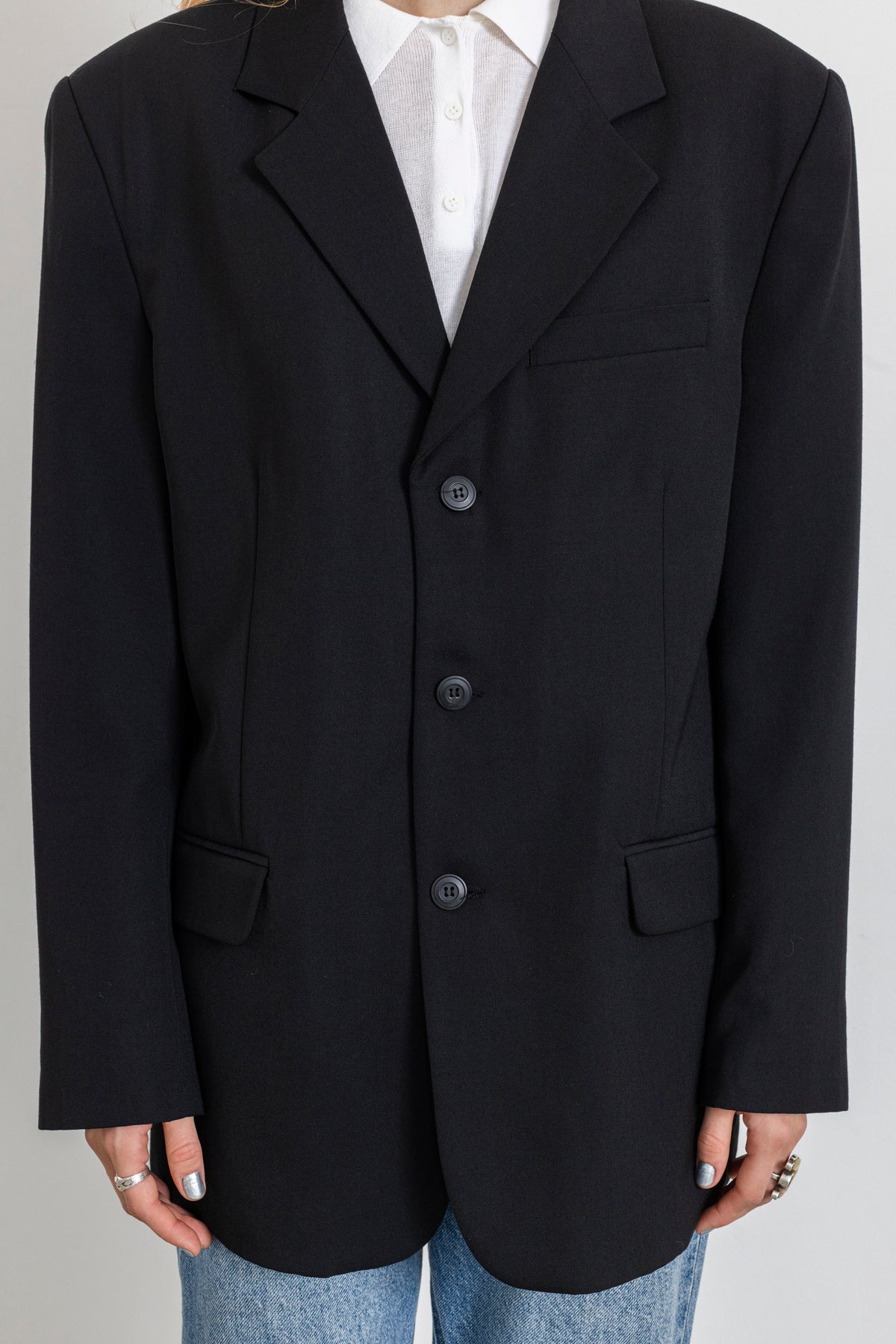 Vintage Black Single Breasted Wool Blazer