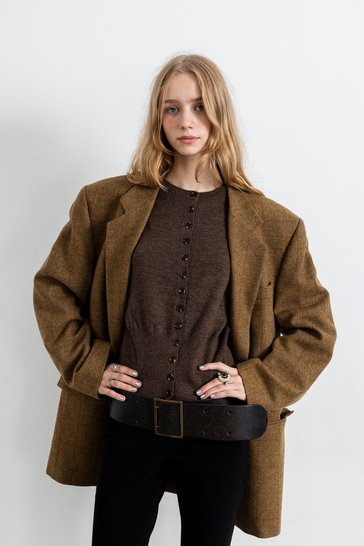 Vintage Brown Plaid 100% Wool Blazer
