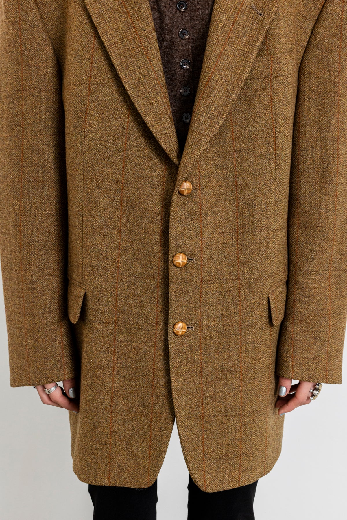 Vintage Brown Plaid 100% Wool Blazer