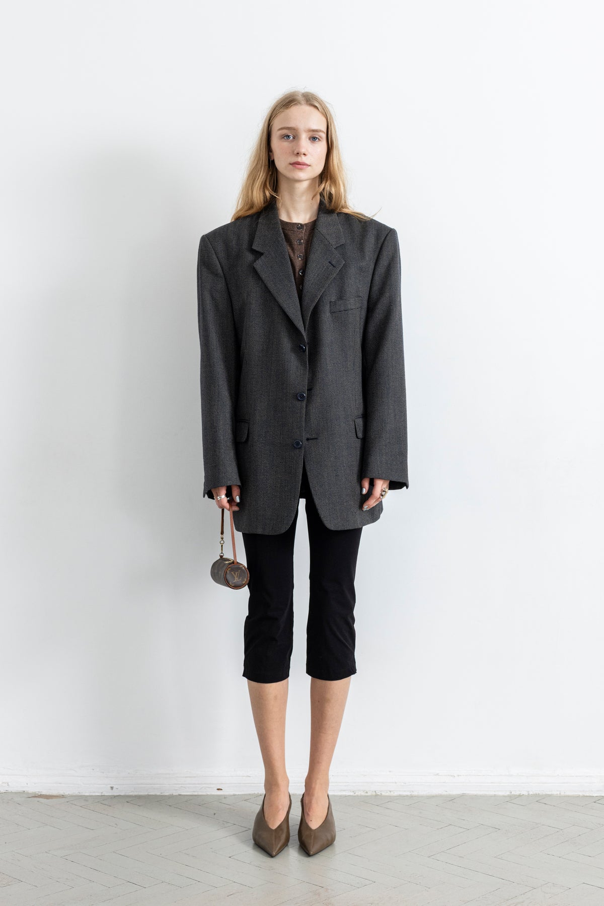Vintage Navy Brown Wool Blazer