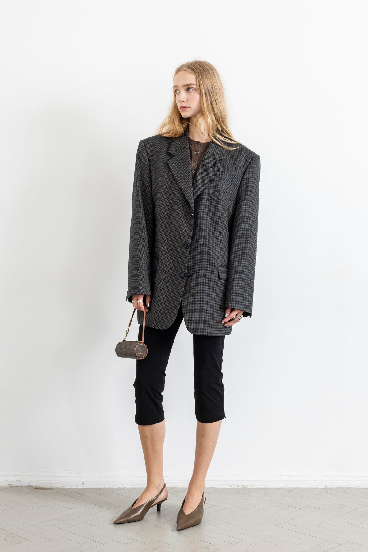 Vintage Navy Brown Wool Blazer