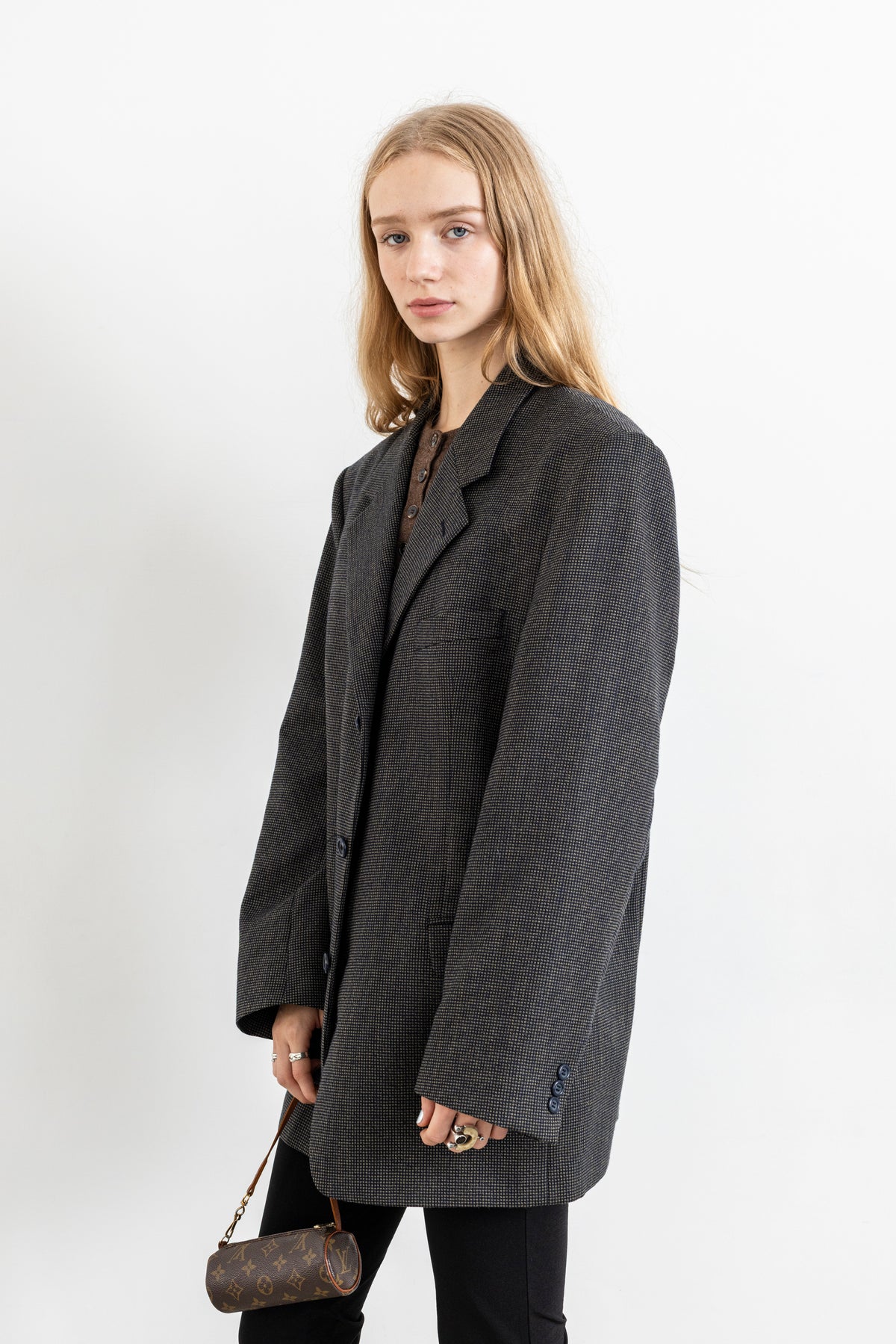 Vintage Navy Brown Wool Blazer