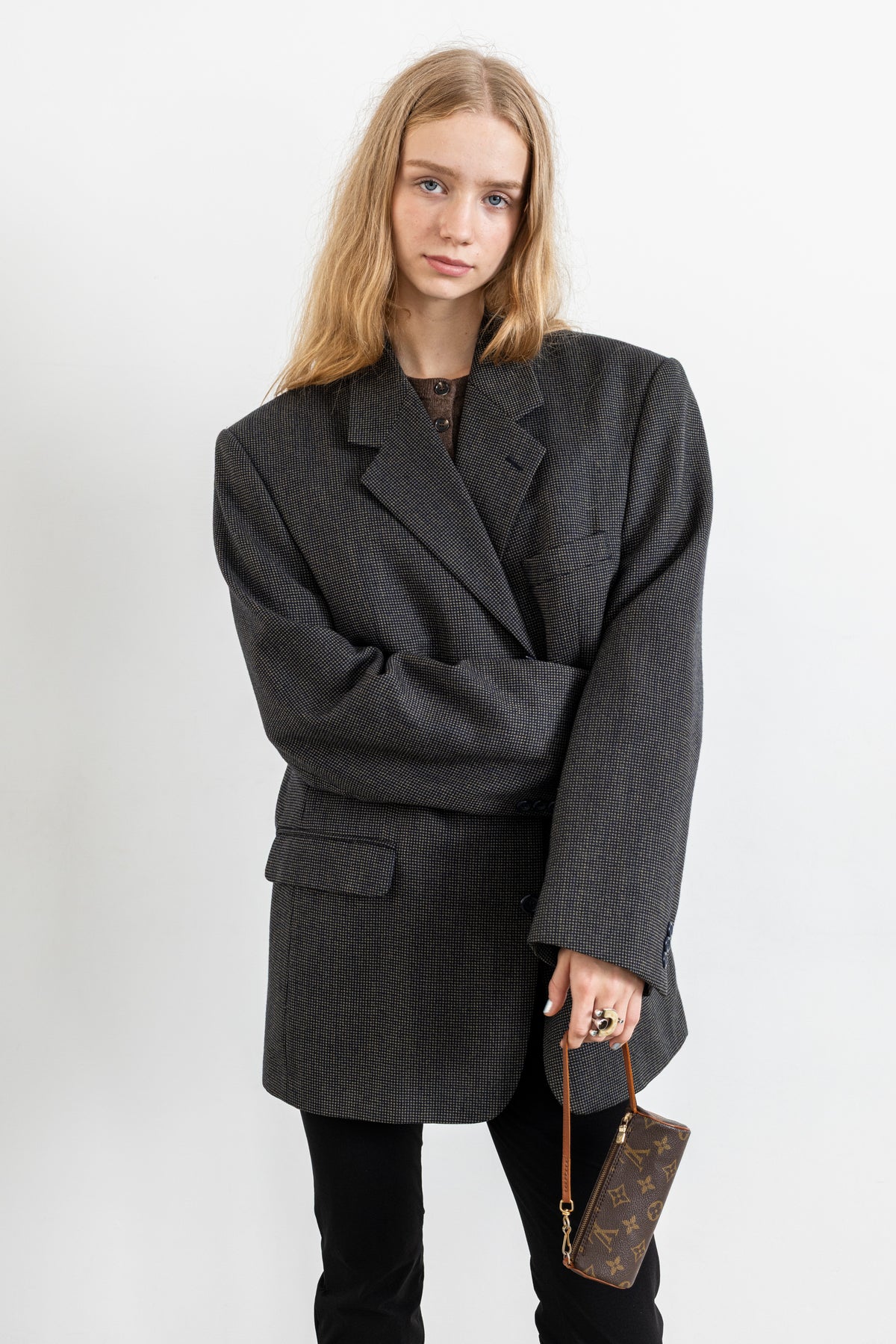 Vintage Navy Brown Wool Blazer