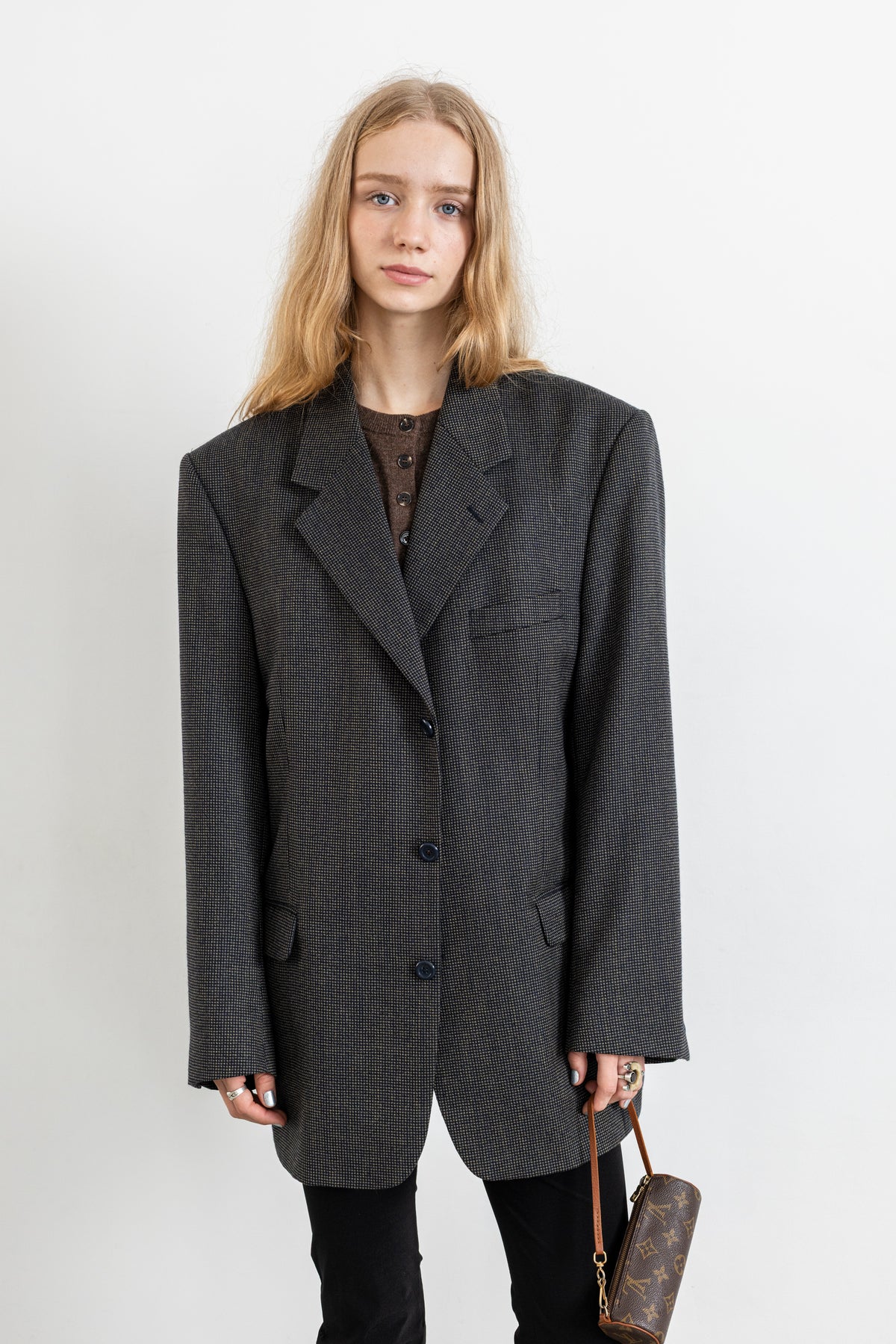 Vintage Navy Brown Wool Blazer