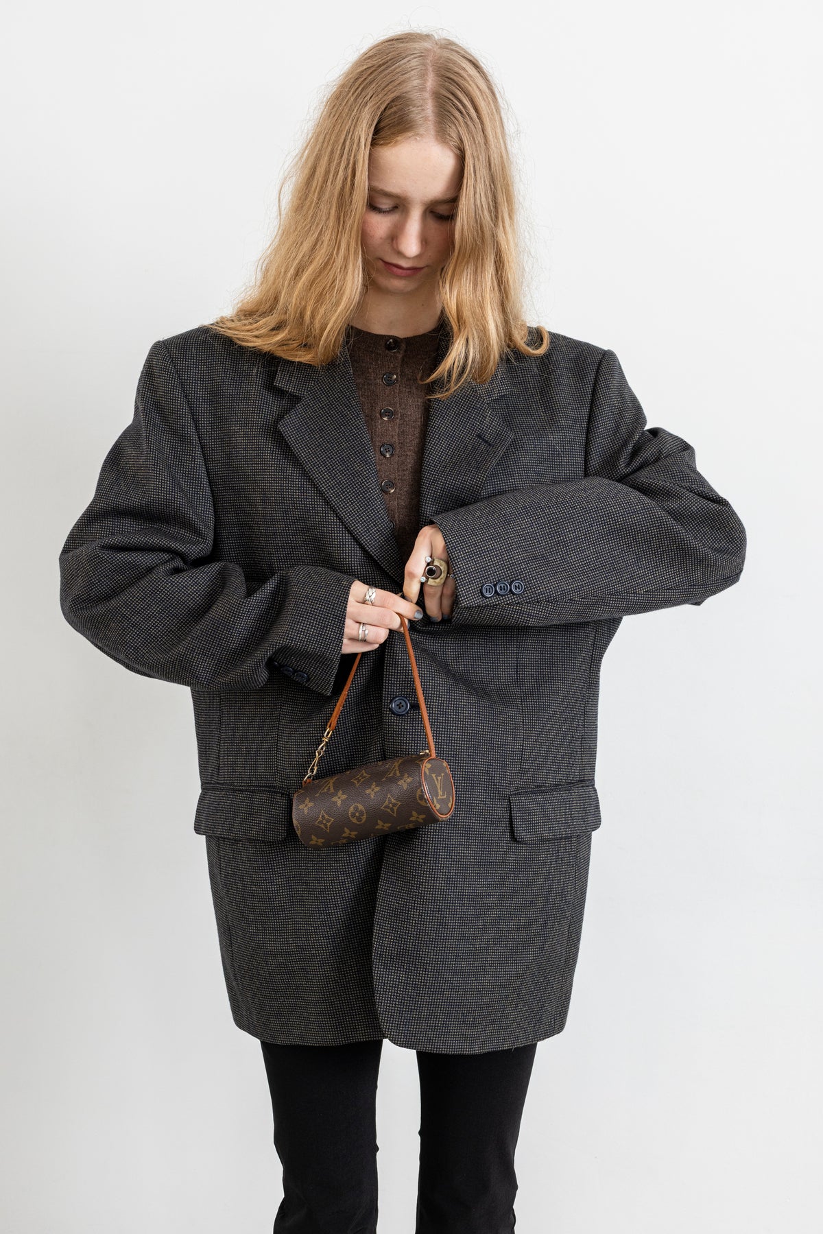Vintage Navy Brown Wool Blazer