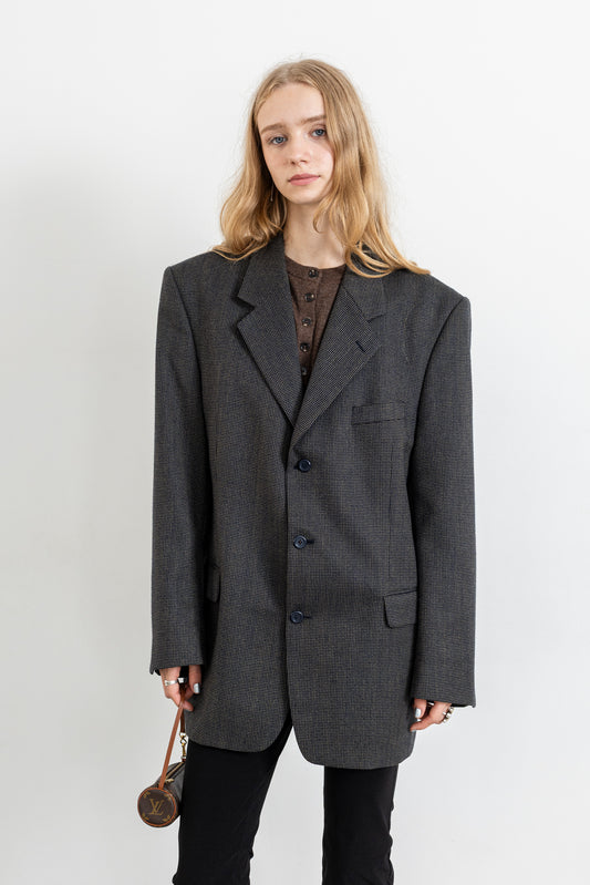 Vintage Navy Brown Wool Blazer