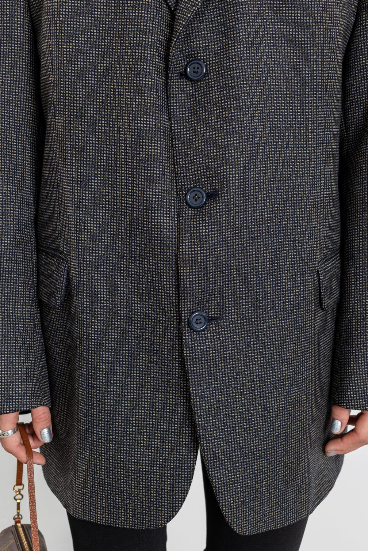 Vintage Navy Brown Wool Blazer